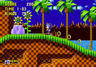 Hyper Sonic in Sonic 1 (with Spindash)